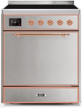 Ilve Majestic II Collection UMI30QNE3SSP - 30 Inch Freestanding Electric Induction Range in Front View