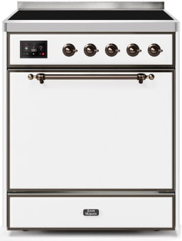 Ilve Majestic II Collection UMI30QNE3WHB - 30 Inch Freestanding Electric Induction Range in Front View