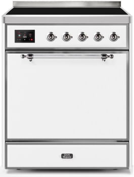Ilve Majestic II Collection UMI30QNE3WHC - 30 Inch Freestanding Electric Induction Range in Front View