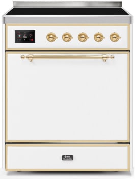 Ilve Majestic II Collection UMI30QNE3WHG - 30 Inch Freestanding Electric Induction Range in Front View