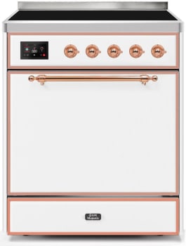 Ilve Majestic II Collection UMI30QNE3WHP - 30 Inch Freestanding Electric Induction Range in Front View