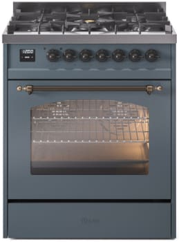 Ilve Nostalgie II Collection UP30NMPBGBLP - 30 Inch Freestanding Dual Fuel Range in Front View