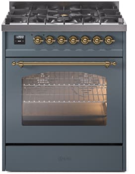Ilve Nostalgie II Collection UP30NMPBGG - 30 Inch Freestanding Dual Fuel Range in Front View