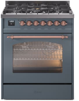 Ilve Nostalgie II Collection UP30NMPBGP - 30 Inch Freestanding Dual Fuel Range in Front View