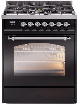 Ilve Nostalgie II Collection UP30NMPBKC - 30 Inch Freestanding Dual Fuel Range in Front View