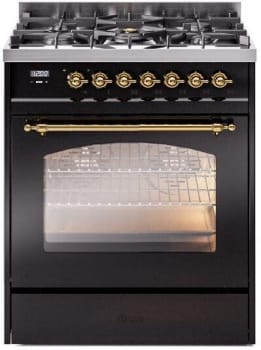 Ilve Nostalgie II Collection UP30NMPBKG - 30 Inch Freestanding Dual Fuel Range in Front View
