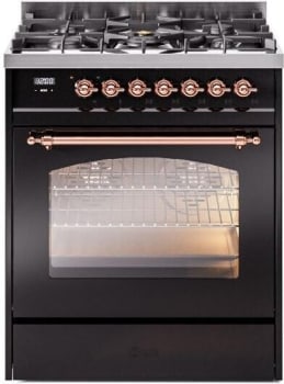 Ilve Nostalgie II Collection UP30NMPBKP - 30 Inch Freestanding Dual Fuel Range in Front View