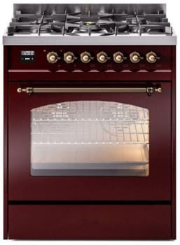 Ilve Nostalgie II Collection UP30NMPBUB - 30 Inch Freestanding Dual Fuel Range in Front View