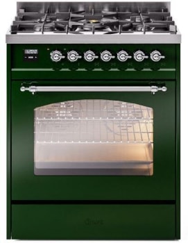 Ilve Nostalgie II Collection UP30NMPEGC - 30 Inch Freestanding Dual Fuel Range in Front View