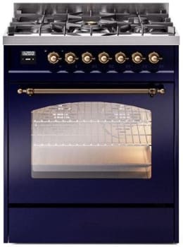 Ilve Nostalgie II Collection UP30NMPMBBLP - 30 Inch Freestanding Dual Fuel Range in Front View