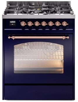 Ilve Nostalgie II Collection UP30NMPMBPLP - 30 Inch Freestanding Dual Fuel Range in Front View