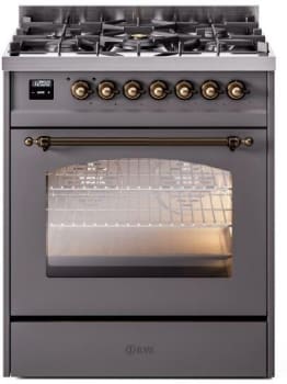 Ilve Nostalgie II Collection UP30NMPMGB - 30 Inch Freestanding Dual Fuel Range in Front View
