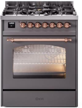 Ilve Nostalgie II Collection UP30NMPMGP - 30 Inch Freestanding Dual Fuel Range in Front View