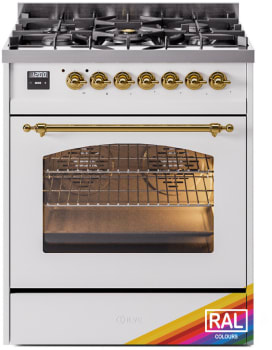Ilve Nostalgie II Collection UP30NMPRAG - 30 Inch Freestanding Dual Fuel Range in Front View
