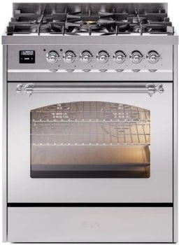 Ilve Nostalgie II Collection UP30NMPSSC - 30 Inch Freestanding Dual Fuel Range in Front View
