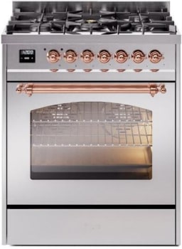 Ilve Nostalgie II Collection UP30NMPSSPLP - 30 Inch Freestanding Dual Fuel Range in Front View