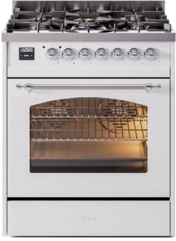 Ilve Nostalgie II Collection UP30NMPWHCLP - 30 Inch Freestanding Dual Fuel Range in Front View