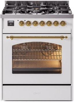 Ilve Nostalgie II Collection UP30NMPWHG - 30 Inch Freestanding Dual Fuel Range in Front View