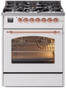 Ilve Nostalgie II Collection UP30NMPWHP - 30 Inch Freestanding Dual Fuel Range in Front View