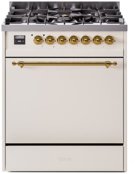 Ilve Nostalgie II Collection UP30QNMPAWG - 30 Inch Freestanding Dual Fuel Range in Front View