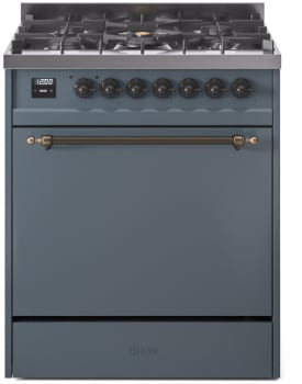 Ilve Nostalgie II Collection UP30QNMPBGBLP - 30 Inch Freestanding Dual Fuel Range in Front View