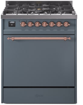Ilve Nostalgie II Collection UP30QNMPBGP - 30 Inch Freestanding Dual Fuel Range in Front View