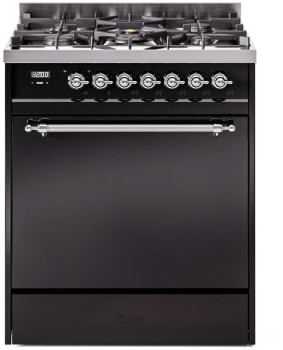 Ilve Nostalgie II Collection UP30QNMPBKC - 30 Inch Freestanding Dual Fuel Range in Front View