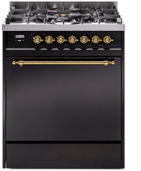 Ilve Nostalgie II Collection UP30QNMPBKG - 30 Inch Freestanding Dual Fuel Range in Front View