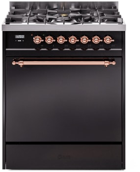 Ilve Nostalgie II Collection UP30QNMPBKP - 30 Inch Freestanding Dual Fuel Range in Front View