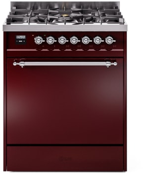 Ilve Nostalgie II Collection UP30QNMPBUCLP - 30 Inch Freestanding Dual Fuel Range in Front View