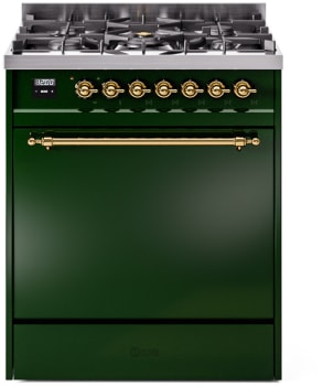 Ilve Nostalgie II Collection UP30QNMPEGG - 30 Inch Freestanding Dual Fuel Range in Front View