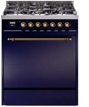 Ilve Nostalgie II Collection UP30QNMPMBBLP - 30 Inch Freestanding Dual Fuel Range in Front View