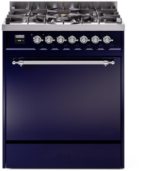 Ilve Nostalgie II Collection UP30QNMPMBC - 30 Inch Freestanding Dual Fuel Range in Front View