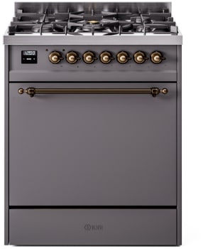 Ilve Nostalgie II Collection UP30QNMPMGB - 30 Inch Freestanding Dual Fuel Range in Front View