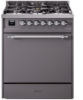 Ilve Nostalgie II Collection UP30QNMPMGC - 30 Inch Freestanding Dual Fuel Range in Front View