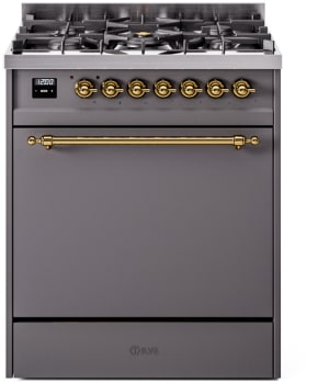 Ilve Nostalgie II Collection UP30QNMPMGG - 30 Inch Freestanding Dual Fuel Range in Front View