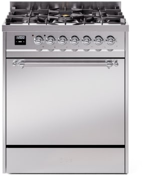 Ilve nostalgie II collection Noblesse UP30QNMPSSCLP - 30 Inch Freestanding Dual Fuel Range in Front View