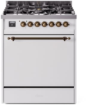 Ilve Nostalgie II Collection UP30QNMPWHB - 30 Inch Freestanding Dual Fuel Range in Front View