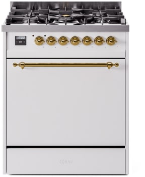 Ilve Nostalgie II Collection UP30QNMPWHGLP - 30 Inch Freestanding Dual Fuel Range in Front View