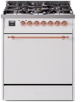 Ilve Nostalgie II Collection UP30QNMPWHPLP - 30 Inch Freestanding Dual Fuel Range in Front View