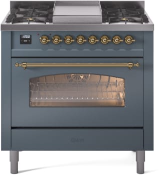 Ilve Nostalgie II Collection UP36FNMPBGG - 36 Inch Freestanding Dual Fuel Range