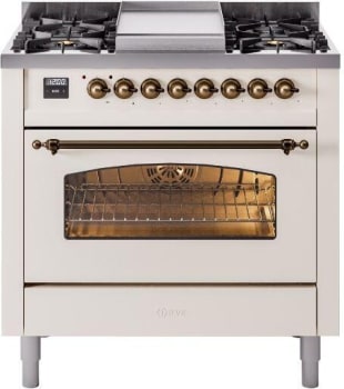 Ilve Nostalgie II Collection UP36FNMPAWBLP - 36 Inch Freestanding Dual Fuel Range in Front View