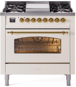 Ilve Nostalgie II Collection UP36FNMPAWGLP - 36 Inch Freestanding Dual Fuel Range in Front View