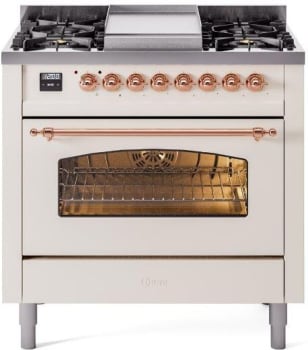 Ilve Nostalgie II Collection UP36FNMPAWP - 36 Inch Freestanding Dual Fuel Range in Front View