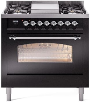 Ilve Nostalgie II Collection UP36FNMPBKC - 36 Inch Freestanding Dual Fuel Range in Front View