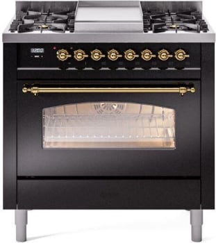 Ilve Nostalgie II Collection UP36FNMPBKG - 36 Inch Freestanding Dual Fuel Range in Front View