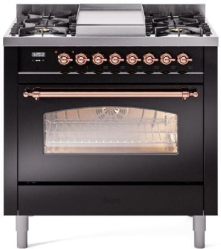 Ilve Nostalgie II Collection UP36FNMPBKP - 36 Inch Freestanding Dual Fuel Range in Front View