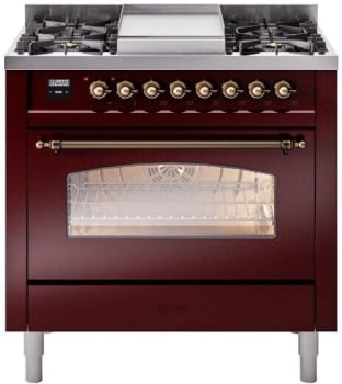 Ilve Nostalgie II Collection UP36FNMPBUB - 36 Inch Freestanding Dual Fuel Range in Front View