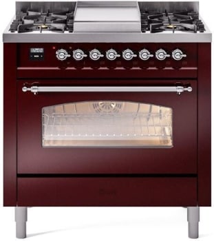 Ilve Nostalgie II Collection UP36FNMPBUCLP - 36 Inch Freestanding Dual Fuel Range in Front View
