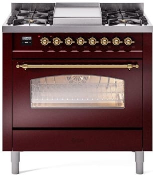 Ilve Nostalgie II Collection UP36FNMPBUGLP - 36 Inch Freestanding Dual Fuel Range in Front View